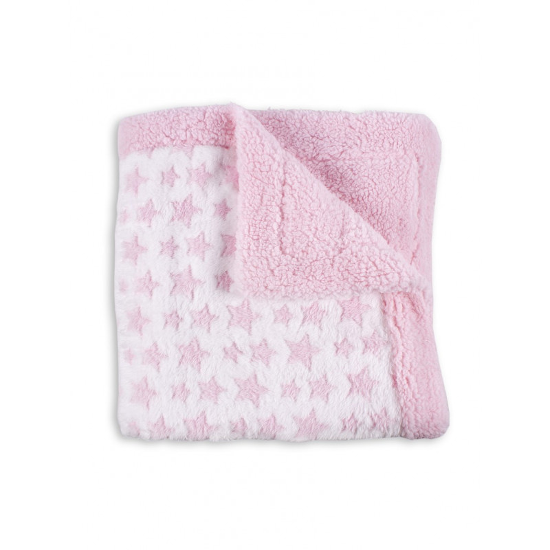 Бебешко одеяло 80 х 110 см Звезди, розово и бяло  240607