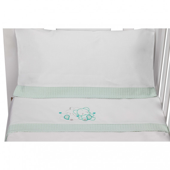 Летен спален комплект CONEJO от 3 части за легло 60 х 120 см, бяло и зелено Inter Baby 240756 5