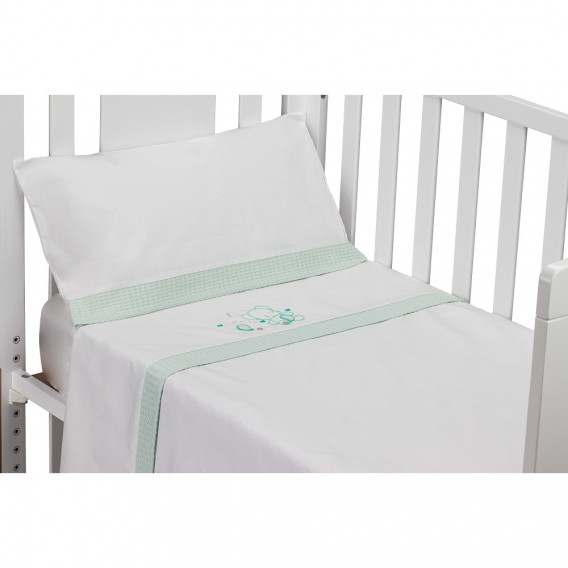 Летен спален комплект CONEJO от 3 части за легло 60 х 120 см, бяло и зелено Inter Baby 240758 7