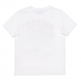 Памучна тениска с принт на футболни мотиви за бебе, бяла Benetton 240781 4