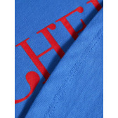 Памучна блуза с къс ръкав и червен надпис CHERRY, синя Name it 240813 3