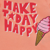 Тениска с щампа на сладолед и надписи, оранжева Acar 240894 4