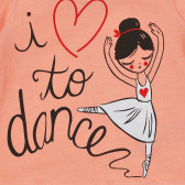 Тениска с щампа на балерина и надписи, оранжева Acar 240918 4