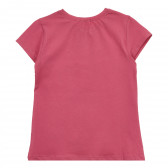 Тениска с щампа на фламинго и надпис, розова Acar 240963 2
