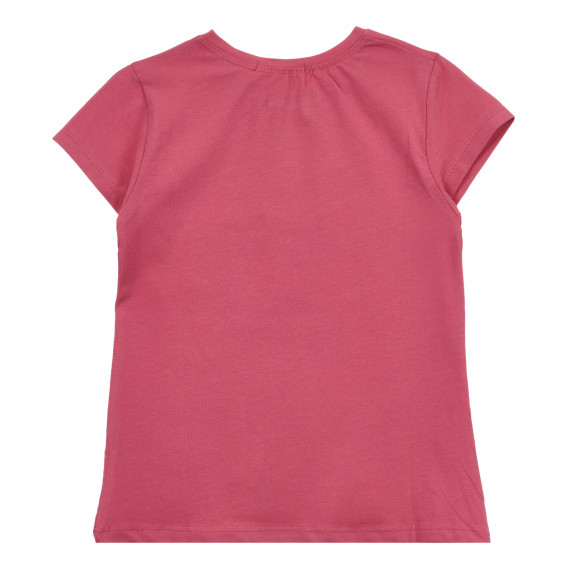 Тениска с щампа на фламинго и надпис, розова Acar 240963 2