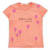 Тениска с щампа на балони и надпис Balloon party, оранжева Acar 240966 