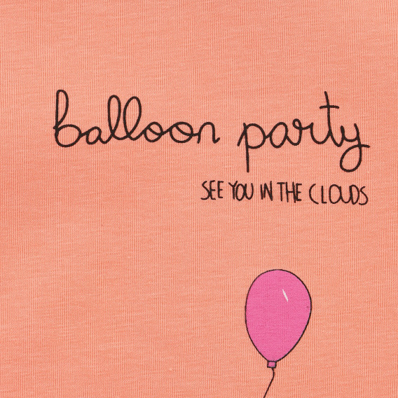 Тениска с щампа на балони и надпис Balloon party, оранжева Acar 240967 2