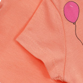 Тениска с щампа на балони и надпис Balloon party, оранжева Acar 240969 4