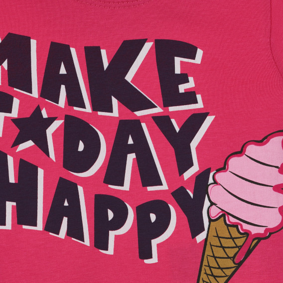 Тениска с щампа на сладолед и надписи, розова Acar 241053 2