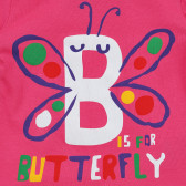 Тениска с щампа на пеперуда и надпис Butterfly , розова Acar 241071 4