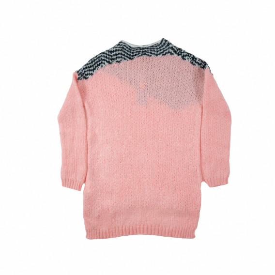 Пуловер за момиче в розов цвят с черно-бяла декорация Benetton 24117 2