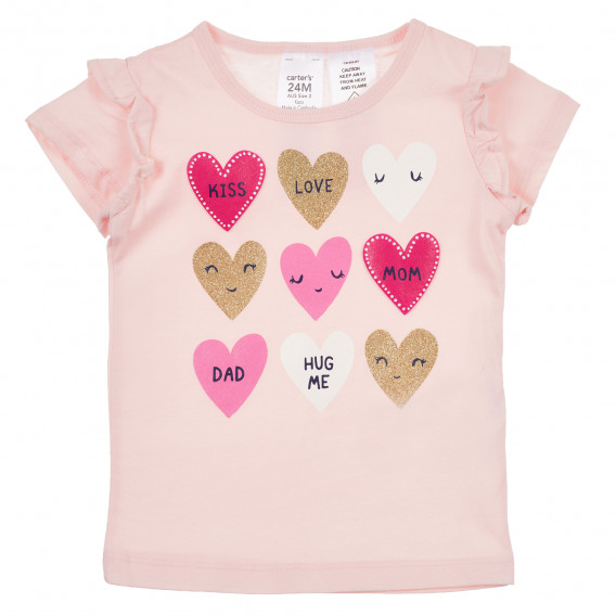 Памучна тениска Сърца за бебе Carter's 241222 