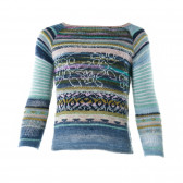 Пуловер за момиче в контрастно разноцветно райе Benetton 24124 