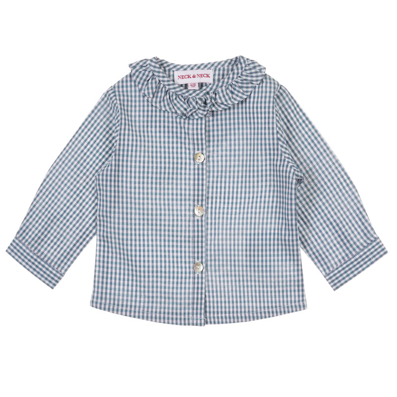 Карирана риза с къдрички за бебе за момиче синя  241342