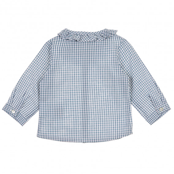 Карирана риза с къдрички за бебе за момиче синя Neck & Neck 241343 2