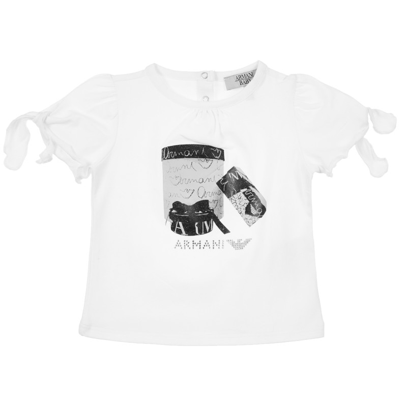 Памучна блуза с къс ръкав за бебе момиче и щампа  241391