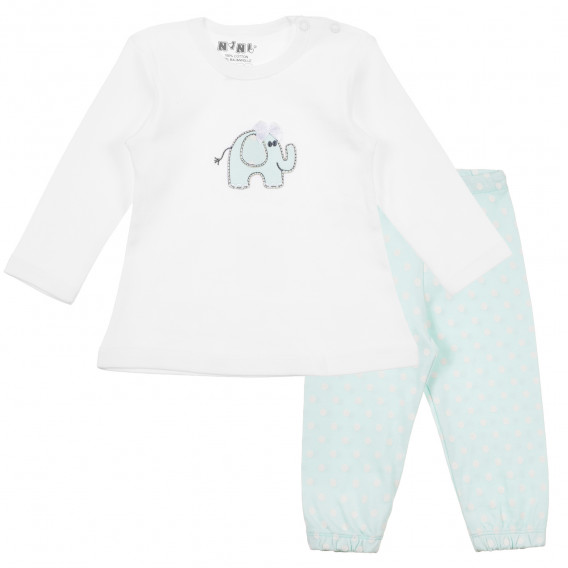 памучна пижама от 2 части с апликация на слонче за момиче NINI 241420 