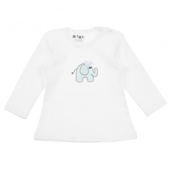 памучна пижама от 2 части с апликация на слонче за момиче NINI 241423 4