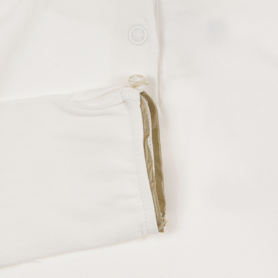 Памучна блуза с дълъг ръкав и надпис "Chic" за момиче екрю Chicco 241460 3