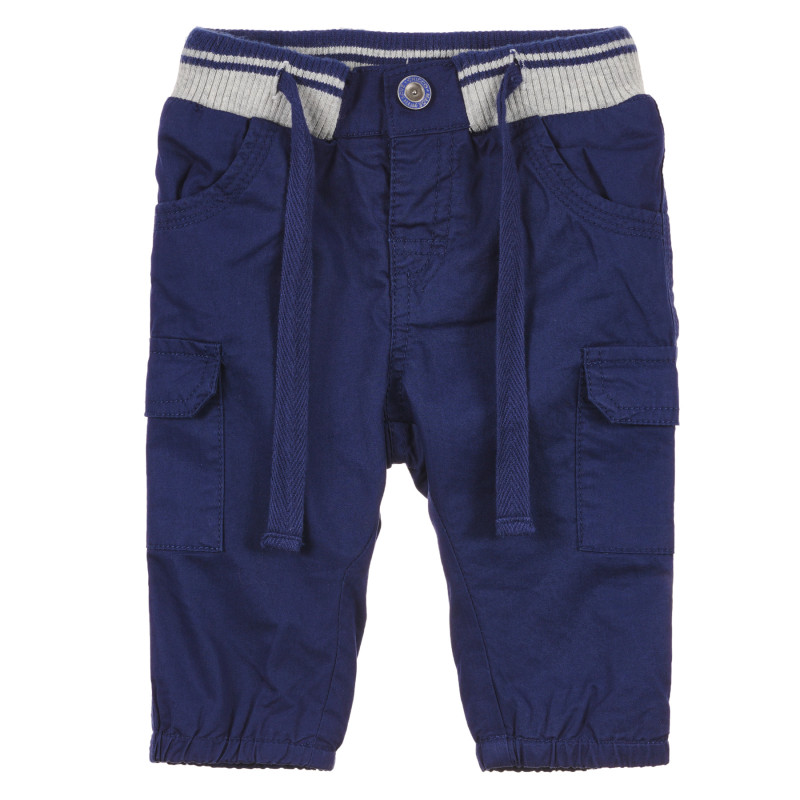 Панталон памучен в тъмносин цвят с широк ластик за бебе момче  241462