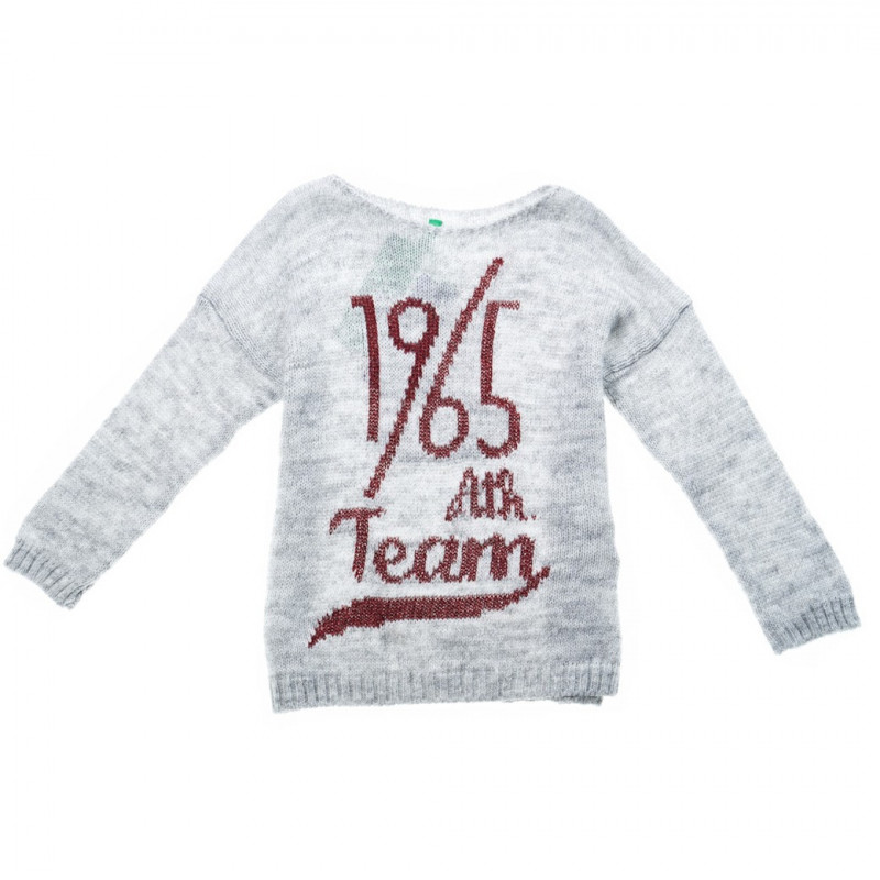 Пуловер с надпис 1965 за момиче, сив  24160