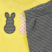 Комплект тениска с щампа зайчета и къси панталони, жълт Acar 241633 3