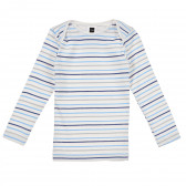 Памучна раирана блуза с дълъг ръкав за бебе за момче бяла Tissaia 241673 
