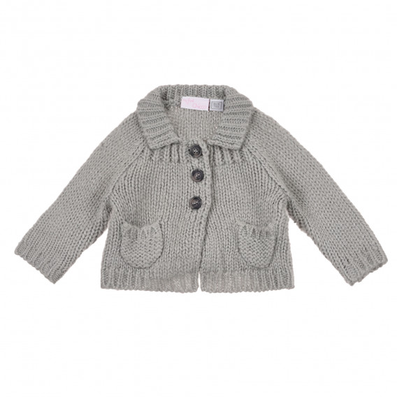 Плетена жилетка с два джоба за бебе момиче, сива Chicco 241680 
