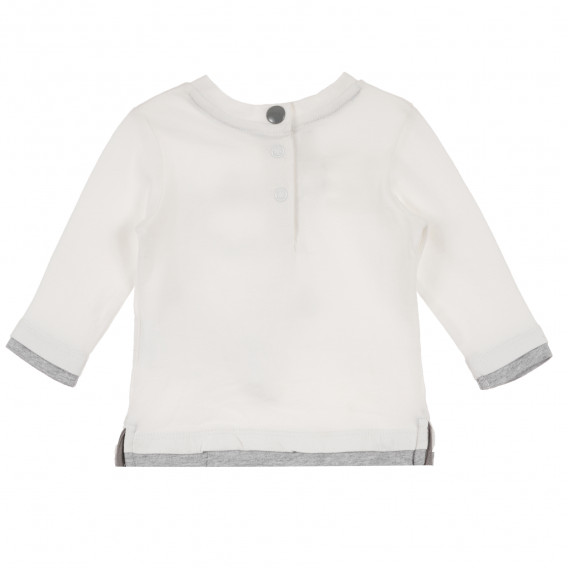 Памучна блуза за бебе с дълъг ръкав и принт бяла Chicco 241720 4