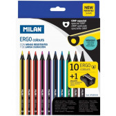 Цветни моливи, Ergo, 3.5 mm, 10 цвята + острилка Milan 242342 2