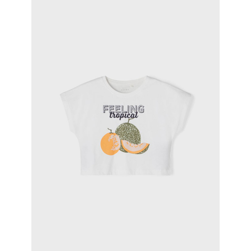 Тениска от органичен памук с щампа, бяла  242372