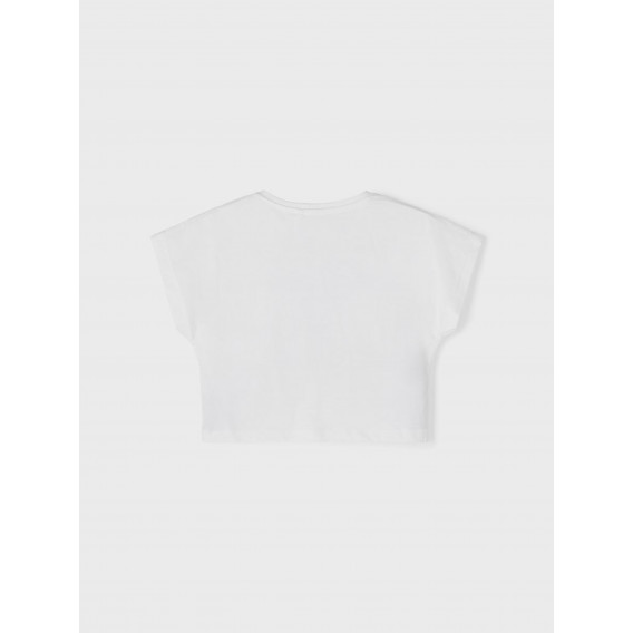 Тениска от органичен памук с щампа, бяла Name it 242373 2