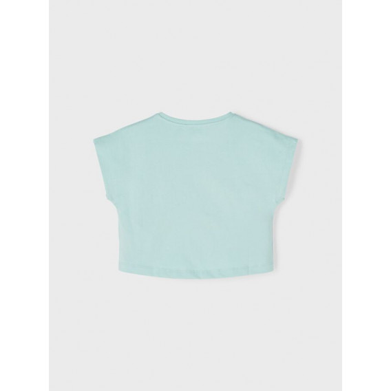 Тениска от органичен памук с надпис, светло синя Name it 242376 2