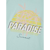 Тениска от органичен памук с щампа Paradise, светло синя Name it 242383 3