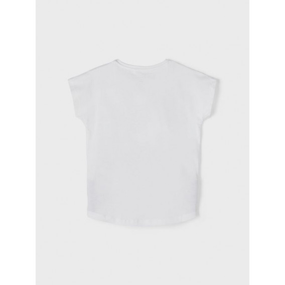 Тениска от органичен памук с щампа, бяла Name it 242385 2