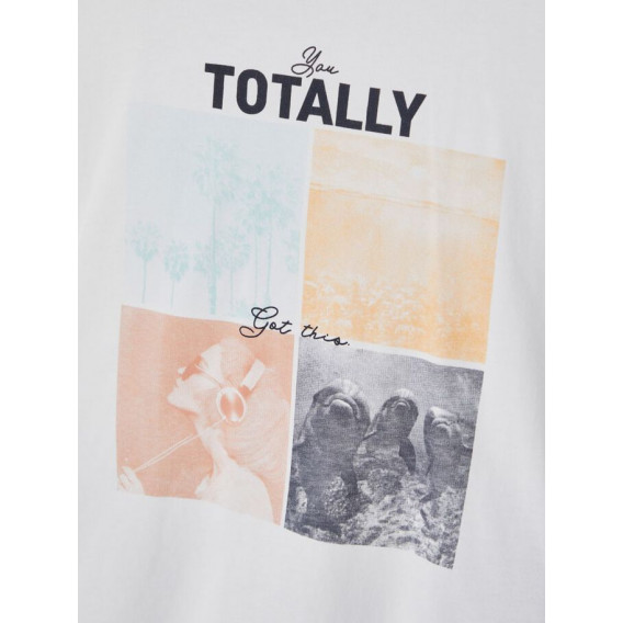 Тениска от органичен памук с щампа, бяла Name it 242386 3
