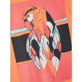Тениска от органичен памук с щампа на папагал, оранжева Name it 242389 3