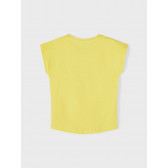 Тениска от органичен памук с щампа на палми, жълта Name it 242391 2