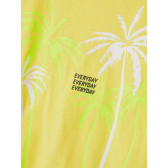 Тениска от органичен памук с щампа на палми, жълта Name it 242392 3