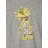 Тениска от органичен памук с щампа на ананас, сива Name it 242404 3