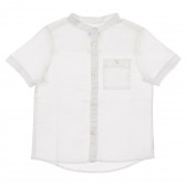 Ленена риза с къс ръкав и джоб, бяла Benetton 242601 