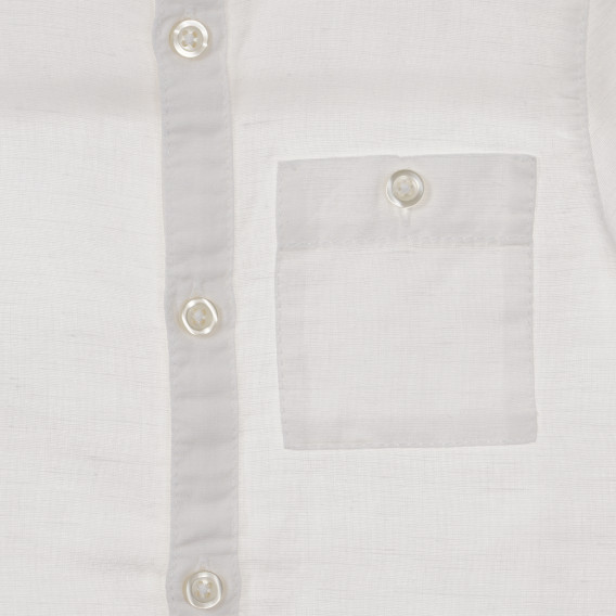 Ленена риза с къс ръкав и джоб, бяла Benetton 242602 4