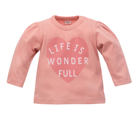 Памучна блуза с буфан ръкави за бебе, розова Pinokio 242814 