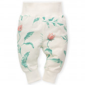 Памучен панталон с флорален принт за бебе, бял Pinokio 242815 
