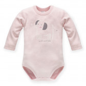 Памучно боди със слонче за бебе, розово Pinokio 242910 