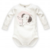 Памучно боди със слонче за бебе, бяло Pinokio 242912 