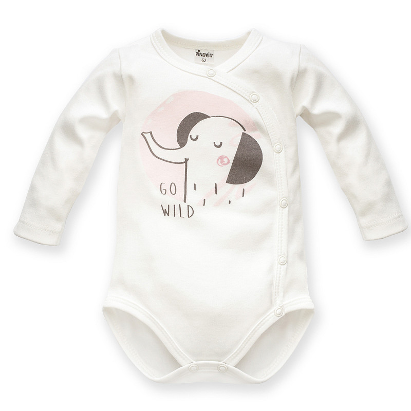 Памучно боди със слонче за бебе, бяло  242912