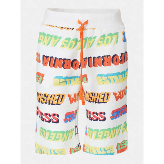 Памучни къси панталони с принт на палми, бежови Guess 243021 