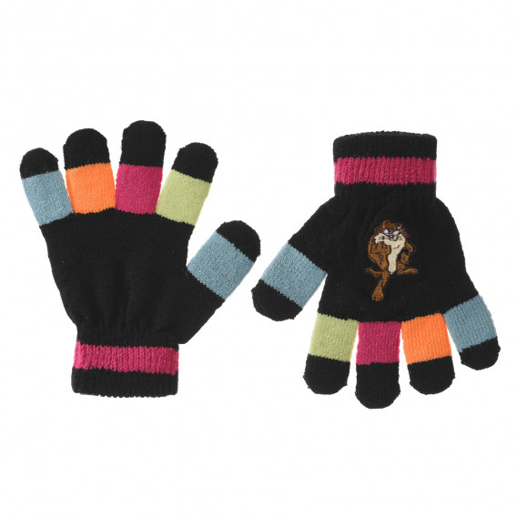 Ръкавици с цветни акценти, черни  243033 