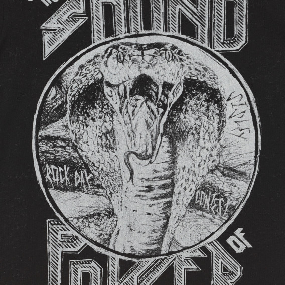 Памучна тениска със щампа на змия, черна Sisley 243103 2
